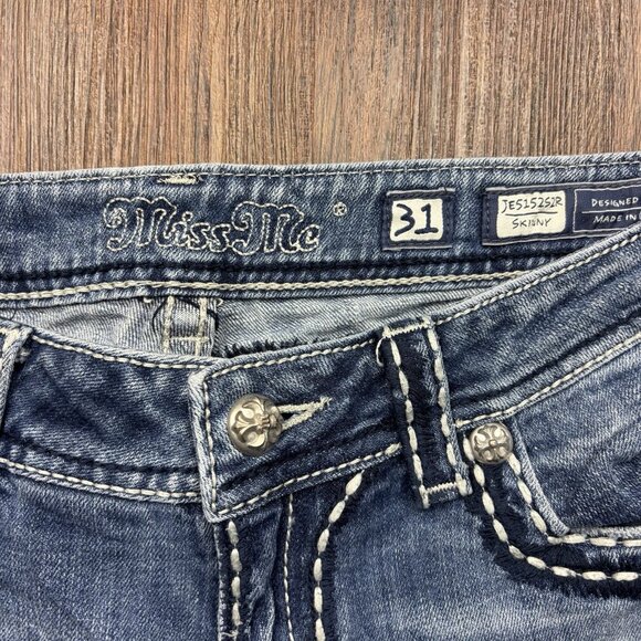 Miss Me Relaxed Skinny Jeans Embellished Distressed Light Wash Women's Size 31 - Picture 5 of 12